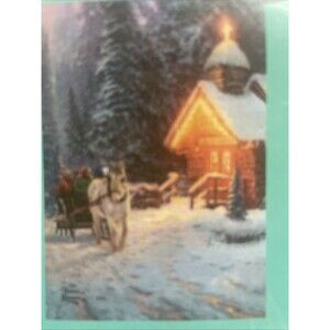 Christmas Horse Drawn Sleigh Past Church in Snow Yard Garden House Flag 12.5 x 1